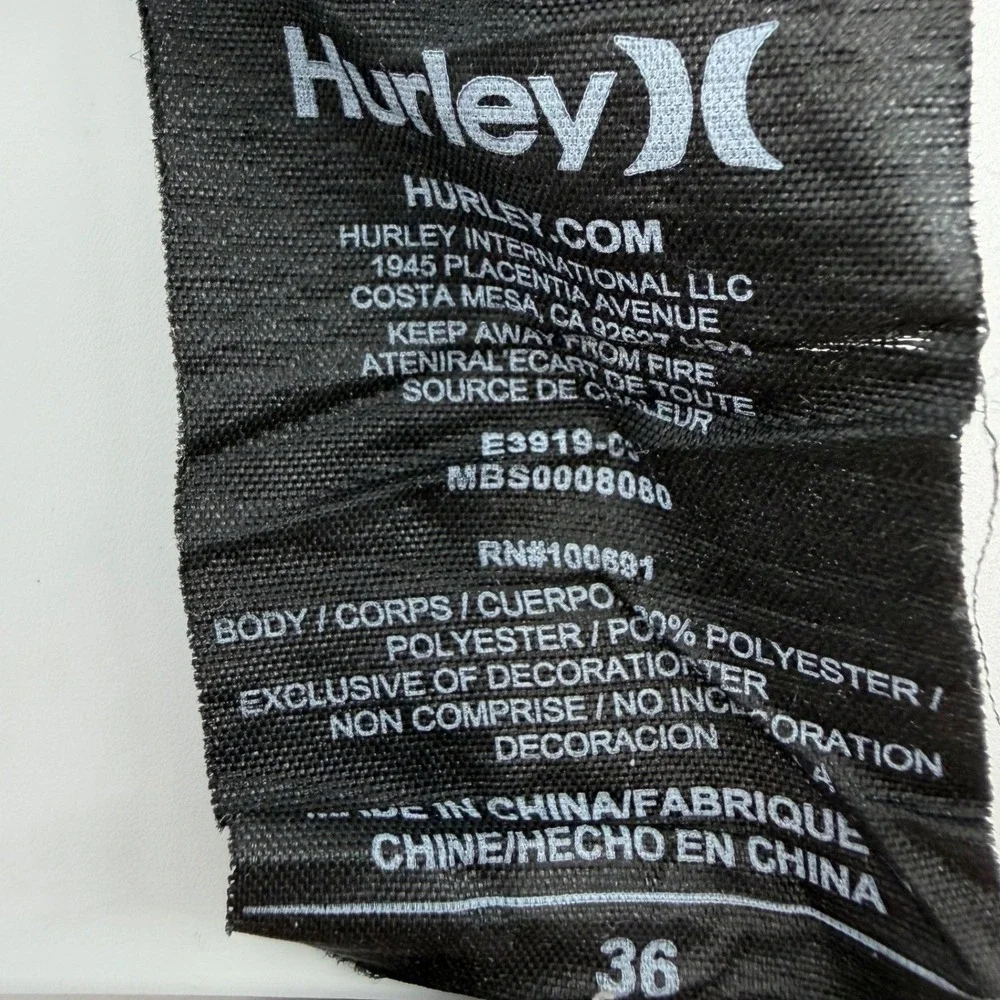 Hurley Mens Board Shorts Size 36 Maroon Blue Striped Swim Trunks MBS0008080